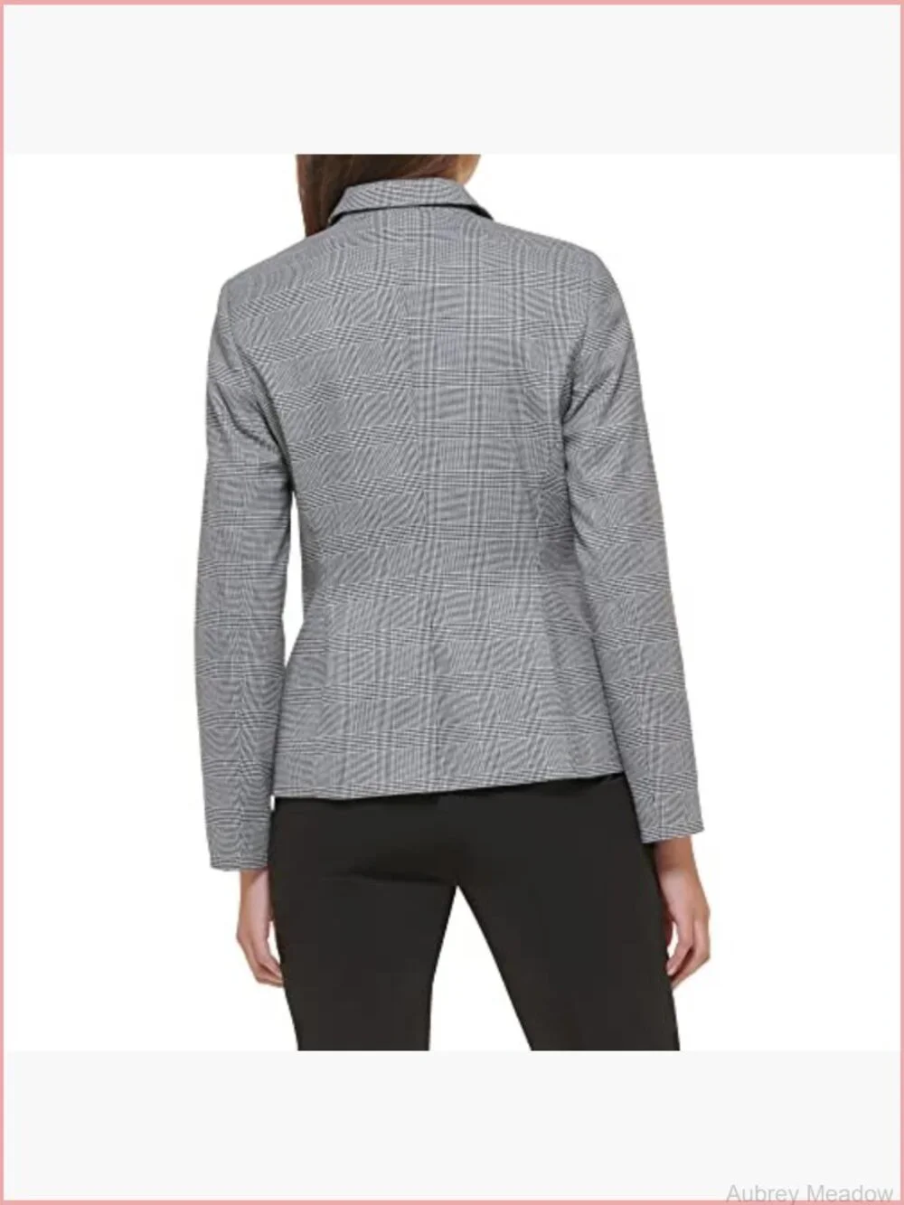 Wool Plaid Notch Collar Blazer Single Button Long Sleeve